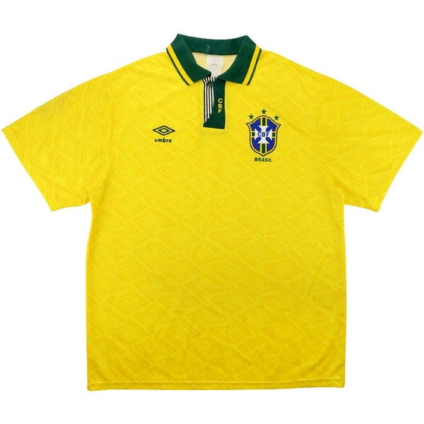 Camiseta Brasil Replica Primera Ropa Retro 1991 1993 Amarillo